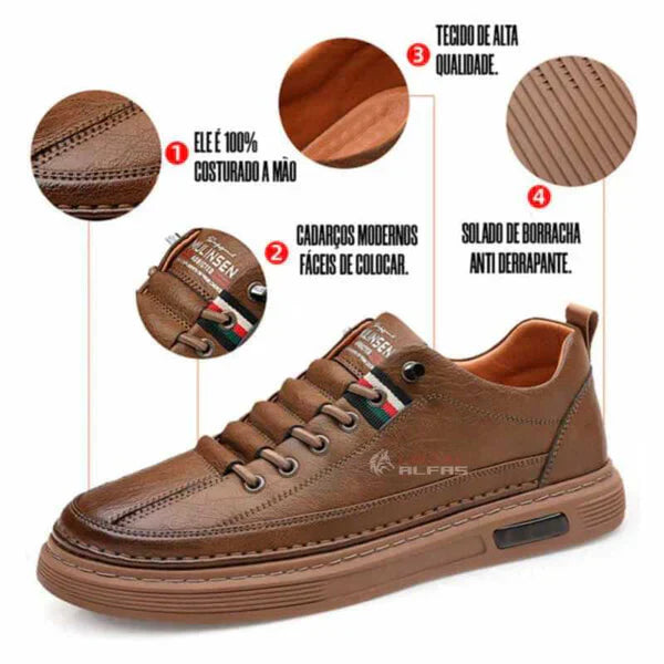 Kit 2 Tênis Ortopédico Italiano de Couro Legitimo (Promoção)