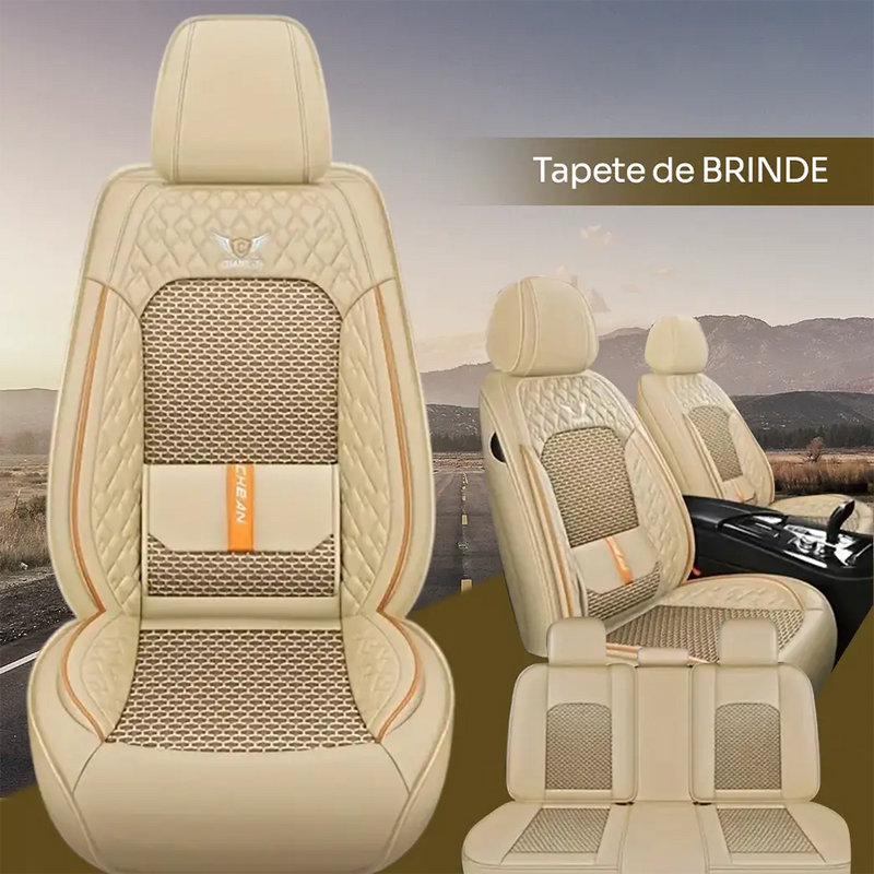 Capa para Banco de Carro Completa em Couro Legítimo Universal Italian + BRINDE: Tapete Completo