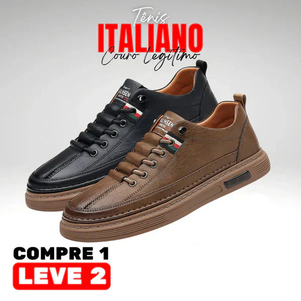 Kit 2 Tênis Ortopédico Italiano de Couro Legitimo (Promoção)