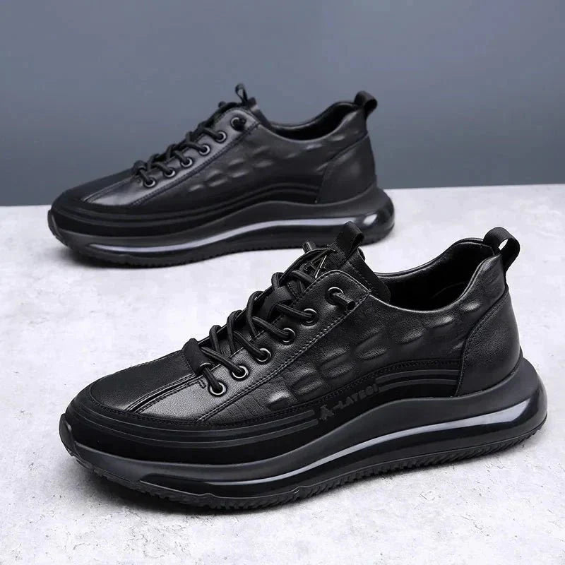 Tênis Masculino Estilo Couro De Crocodilo + Relogio de Brinde [Black-Friday]